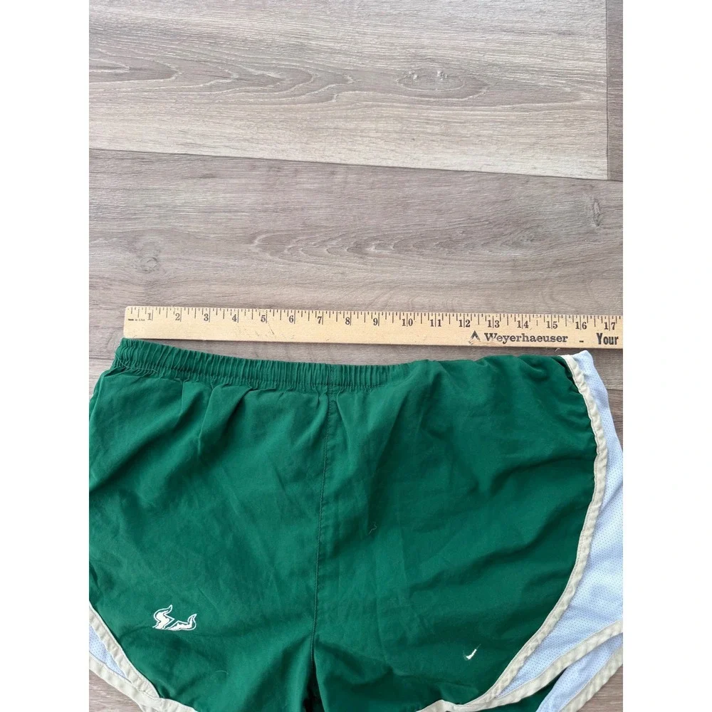Nike Team USF Bulls Running Shorts Womens Medium Green White Athletic Gym 0865